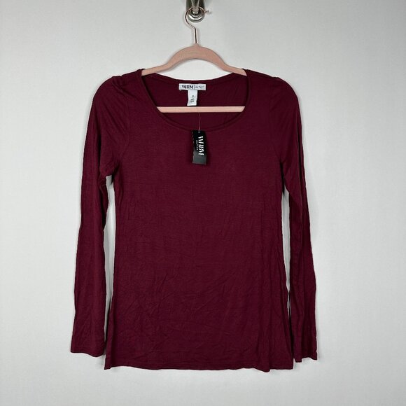 NWT White House Black Market Long Sleeve Wide Scoop Tee Zinfandel XS #WHBM4 - Picture 2 of 10
